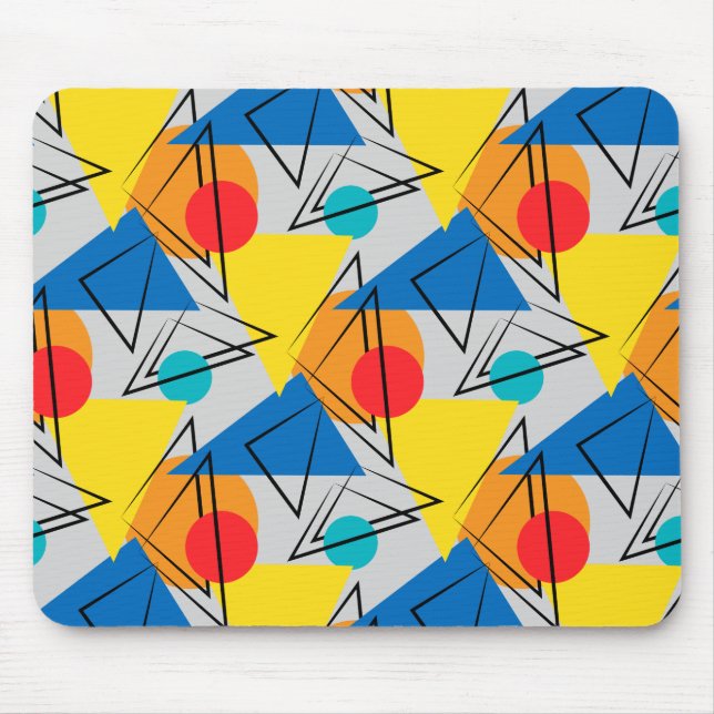 Retro Contemporary Geometric Colourful Pattern Mouse Mat (Front)