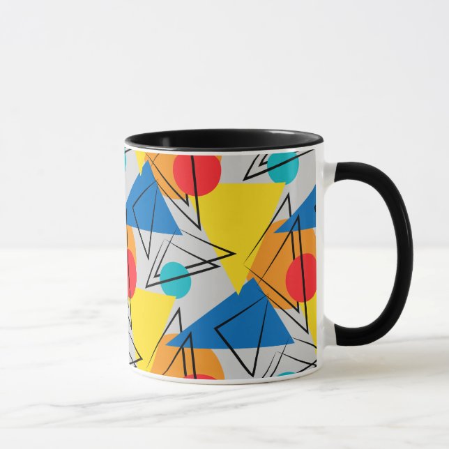 Retro Contemporary Geometric Colourful Pattern Mug (Right)