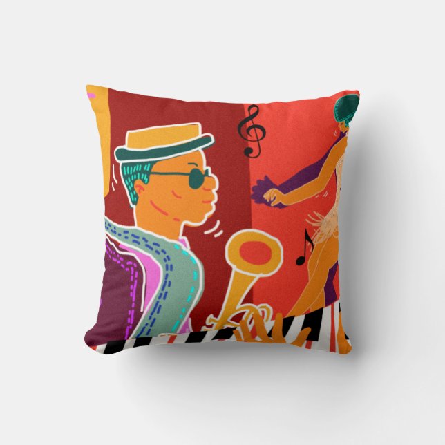 Retro contrast music festival jazz cushion (Front)