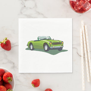 Retro Convertible Green Car Napkins