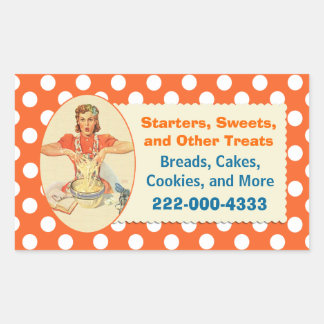 Retro Cook Orange Polka Dot Bakery Sticker