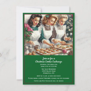Retro Cookie Exchange Christmas Invitation