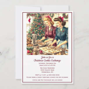 Retro Cookie Exchange Christmas Invitation
