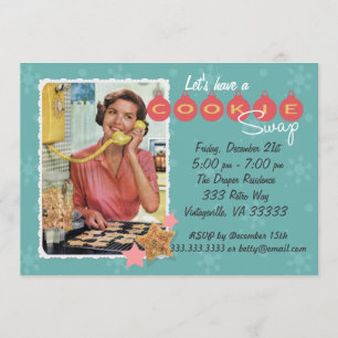 Retro Cookie Swap Holiday Party Invitation