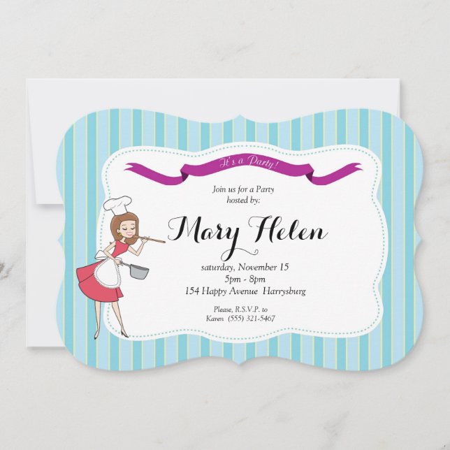 Retro Cooking Dinner Party Personalised Invitation (Front)