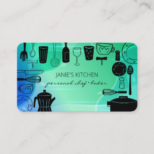 Retro Cooking Utensils Business Card