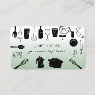 Retro Cooking Utensils Personal Chef Business Card