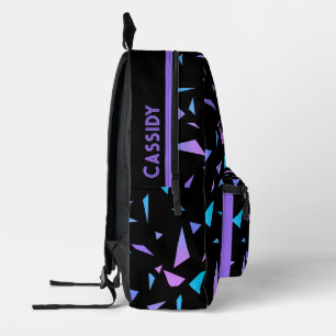 Retro Cool Abstract Geometric Pattern Name Printed Backpack