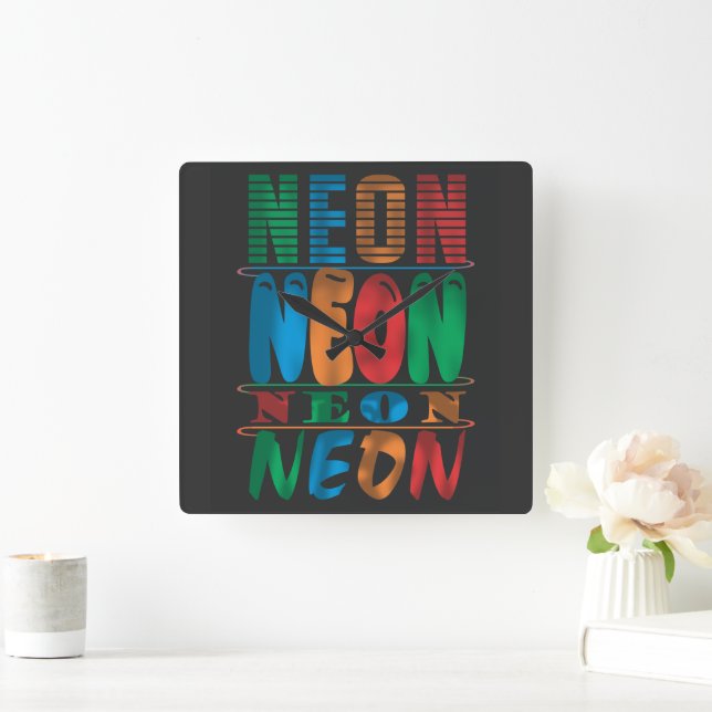Retro, Cool and Striking Neon Square Wall Clock (Home)