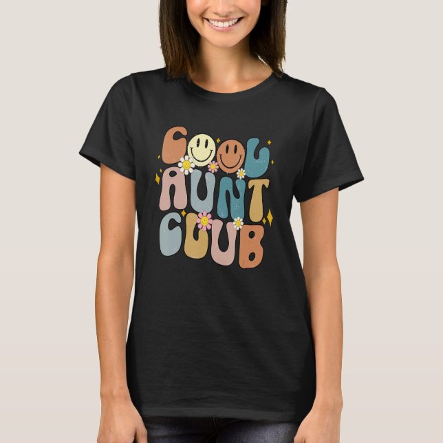 Retro Cool Aunt Club Groovy Colourful Aunties T-Shirt (Front)