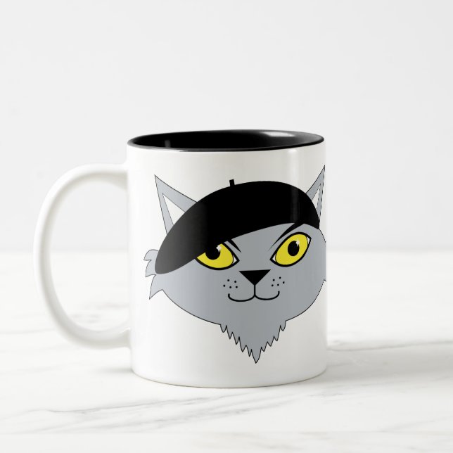 Retro Cool Beatnik Cat Coffee Mug (Left)