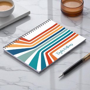 Retro Cool Bent Stripes with Your Name Notebook