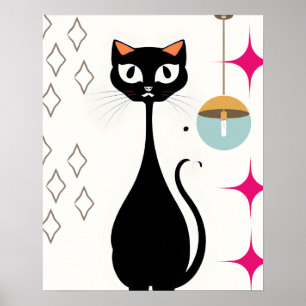 Retro Cool Black Cat  Poster