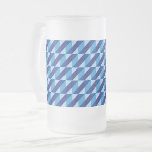 Retro Cool Blue Geometric Triangle Abstract Frosted Glass Beer Mug