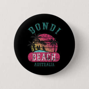Retro Cool Bondi Beach Australia Beaches Distresse 6 Cm Round Badge