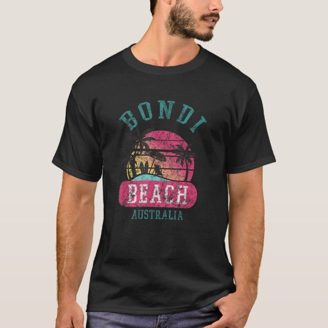 Retro Cool Bondi Beach Australia Beaches Distresse T-Shirt (Front)