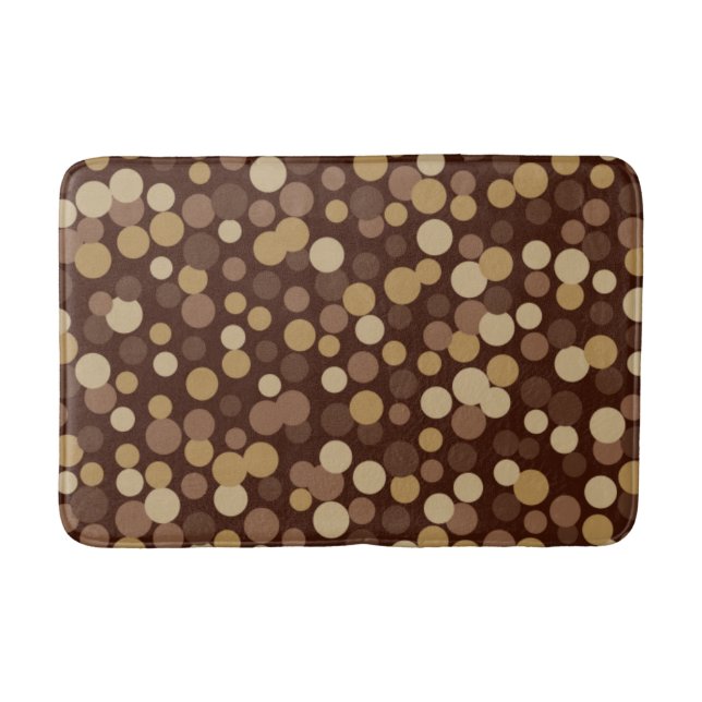 Retro Cool Brown Dots Bathroom Rug Bath Mat (Front)