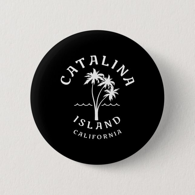 Retro Cool Catalina Island Palm Tree Mens Womens C 6 Cm Round Badge (Front)