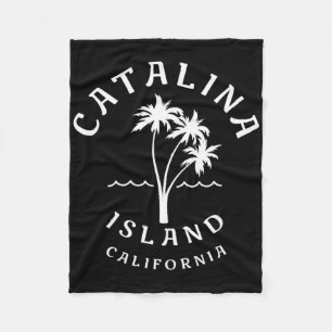 Retro Cool Catalina Island Palm Tree Mens Womens C Fleece Blanket