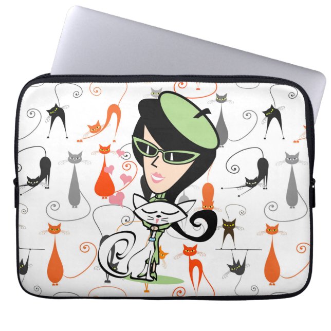 Retro Cool Cats Of Paris  Laptop Sleeve (Front)