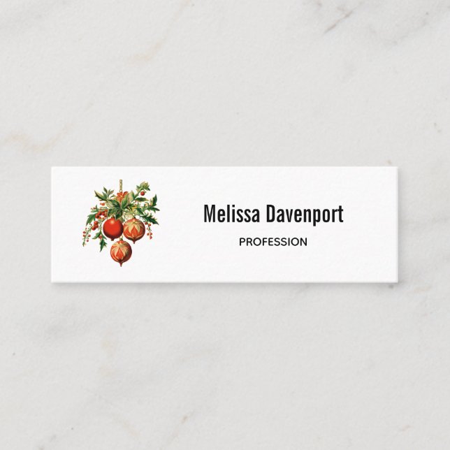 Retro Cool Christmas Tree Decorations Mini Business Card (Front)