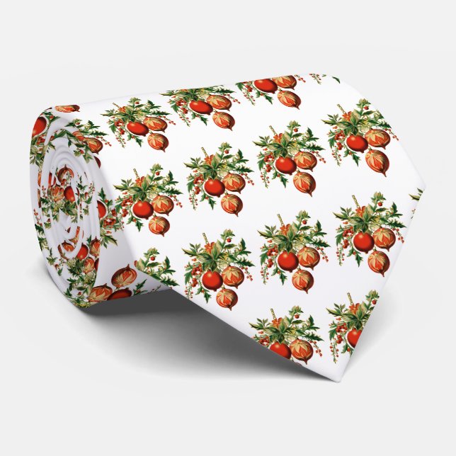 Retro Cool Christmas Tree Decorations Pattern Tie (Rolled)