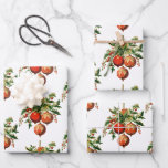 Retro Cool Christmas Tree Decorations Wrapping Paper Sheet<br><div class="desc">Wrapping paper sheets with a vintage style illustration. 3 red Christmas baubles surrounded by green holly and berries. Retro cool.</div>