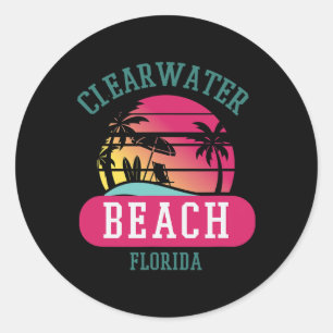 Retro Cool Clearwater Beach Original Florida Beach Classic Round Sticker
