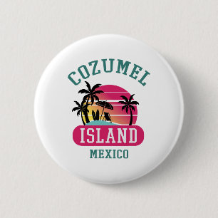 Retro Cool Cozumel Original Mexico Beaches Sunset 6 Cm Round Badge