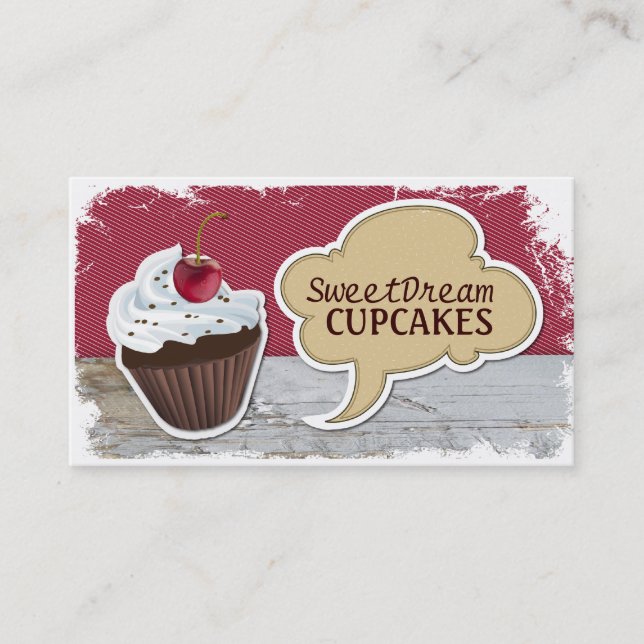 Retro Cool Cupcake Bakery Business Cards (Front)
