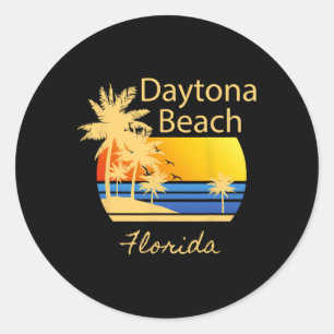 Retro Cool Daytona Beach Mens Womens Florida Beach Classic Round Sticker