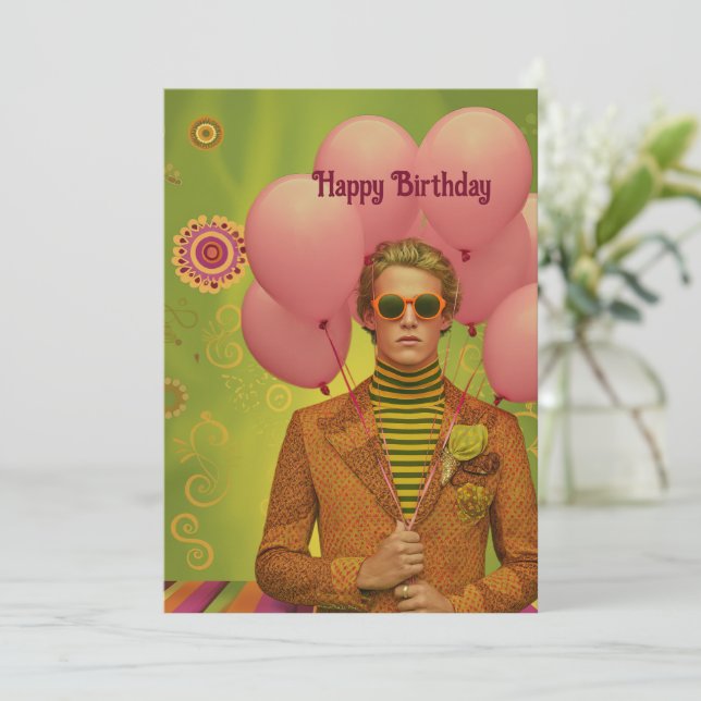 Retro Cool Dude Birthday Card (Standing Front)