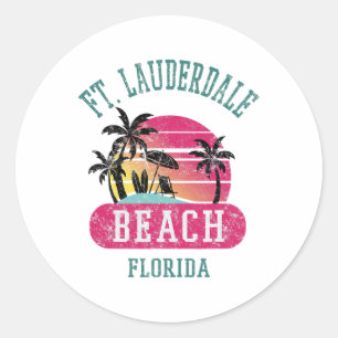 Retro Cool Ft. Lauderdale Vintage Mens Womens Fl B Classic Round Sticker