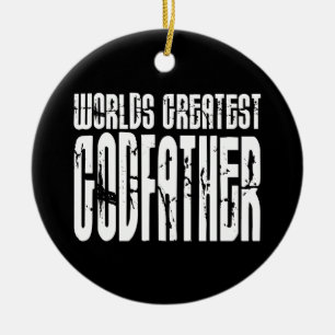Retro Cool Godfathers : World's Greatest Godfather Ceramic Tree Decoration