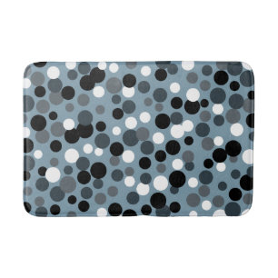 Retro Cool Grey Dots Bathroom Rug Bath Mat