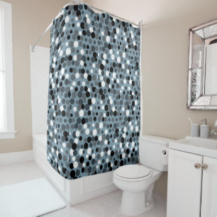 Retro Cool Grey Dots Bathroom Shower Curtain