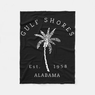 Retro Cool Gulf Shores Al Beach Palm Tree Graphic  Fleece Blanket