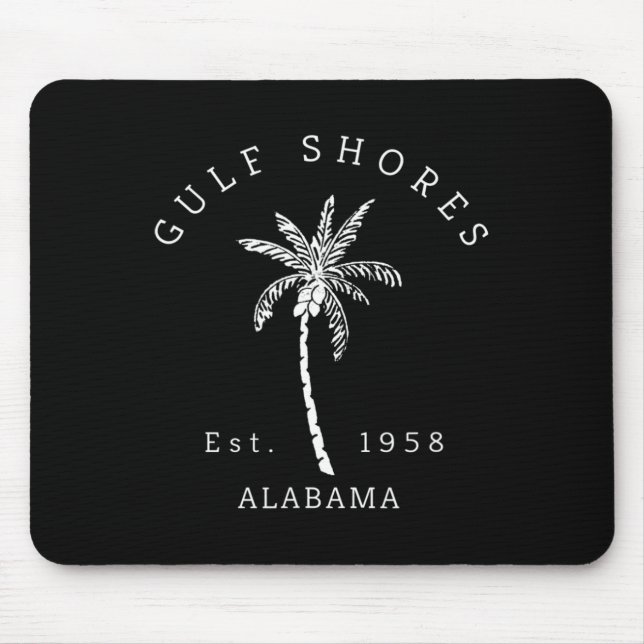 Retro Cool Gulf Shores Al Beach Palm Tree Graphic  Mouse Mat (Front)