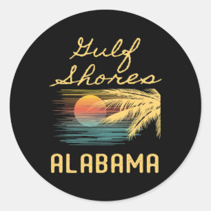 Retro Cool Gulf Shores Palm Tree Novelty Art Classic Round Sticker