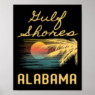 Retro Cool Gulf Shores Palm Tree Novelty Art Poster