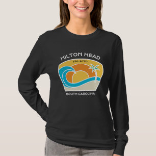 Retro Cool Hilton Head Island SC Beach Palm Tree O T-Shirt