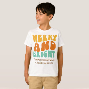 Retro Cool Merry and Bright Boy's Christmas T-Shirt