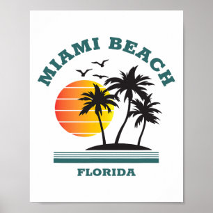 Retro Cool Miami Beach Mens Womens Florida Beaches Poster