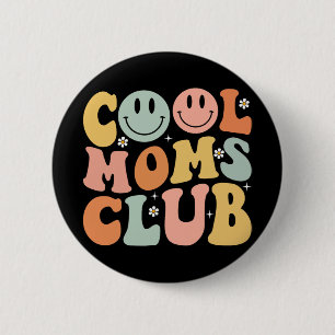 Retro Cool Moms Club Mum Smile Happy Face Mothers 6 Cm Round Badge