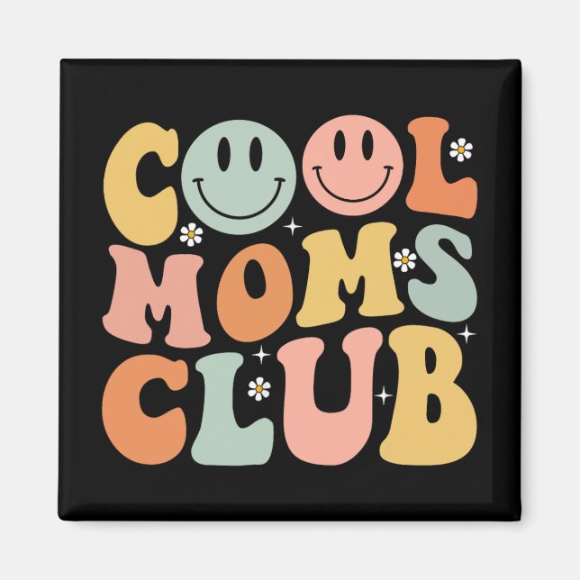 Retro Cool Moms Club Mum Smile Happy Face Mothers  Magnet (Front)