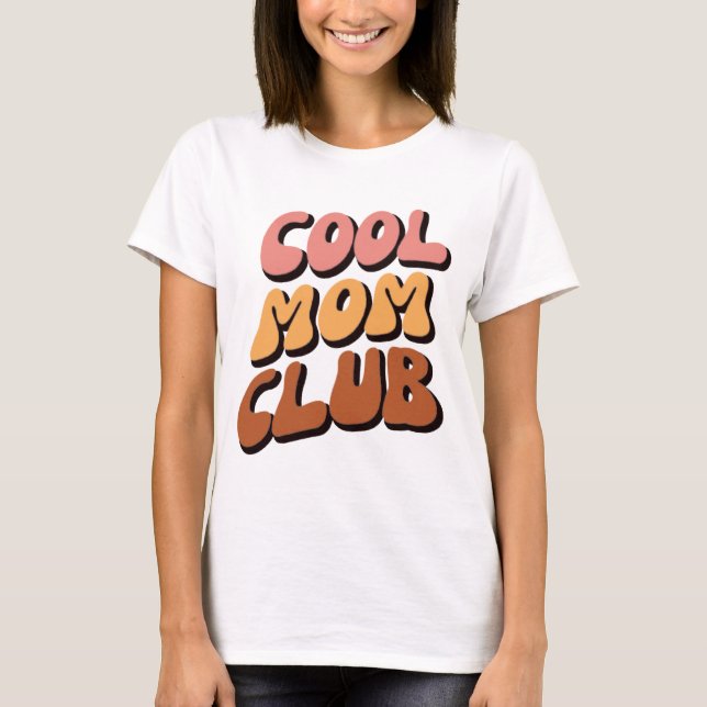 Retro Cool Mum Club in Groovy Waves T-Shirt (Front)