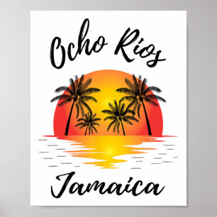 Retro Cool Ocho Rios Beaches Vintage Sunset Novelt Poster