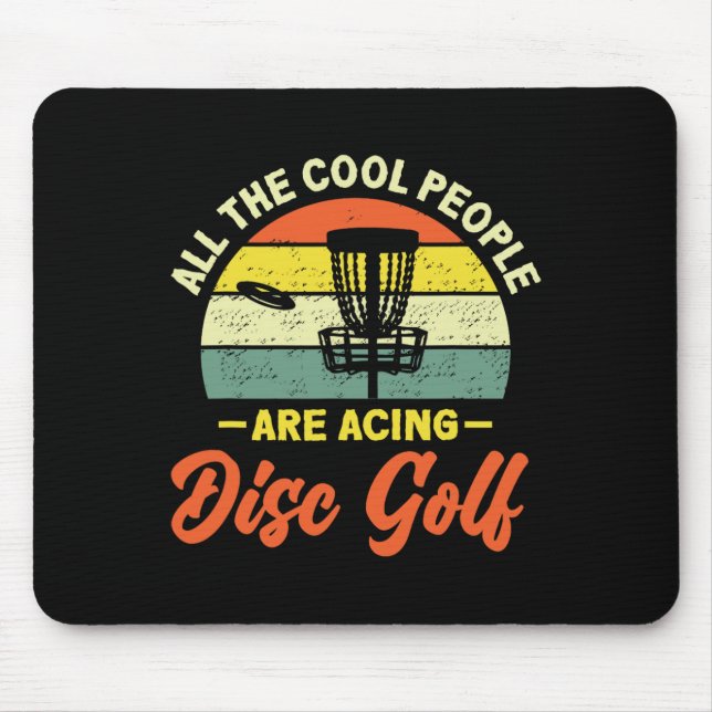 Retro Cool People Acing Disc Golf  Mouse Mat (Front)