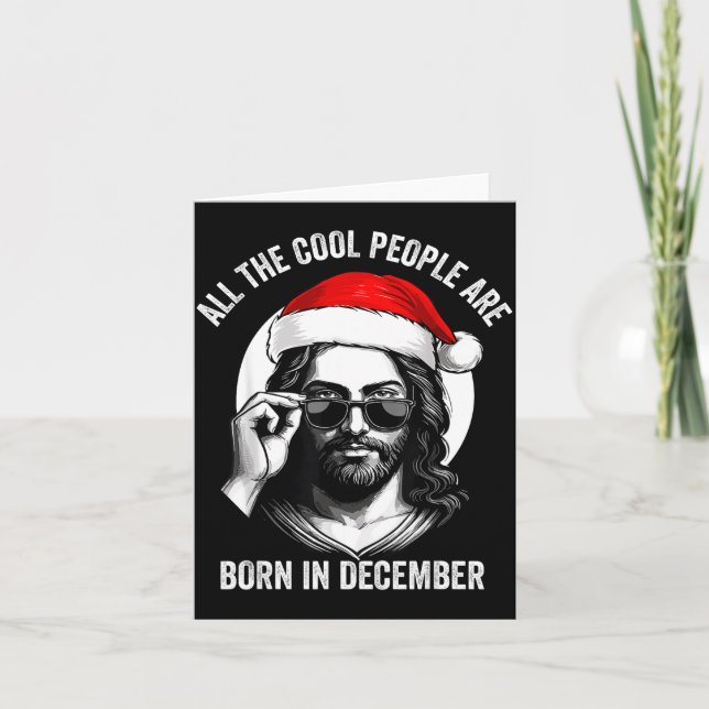 Retro Cool People Are Born In December Christian C Card (Front)