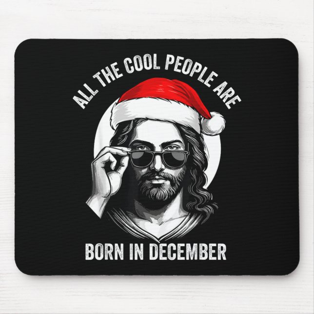 Retro Cool People Are Born In December Christian C Mouse Mat (Front)